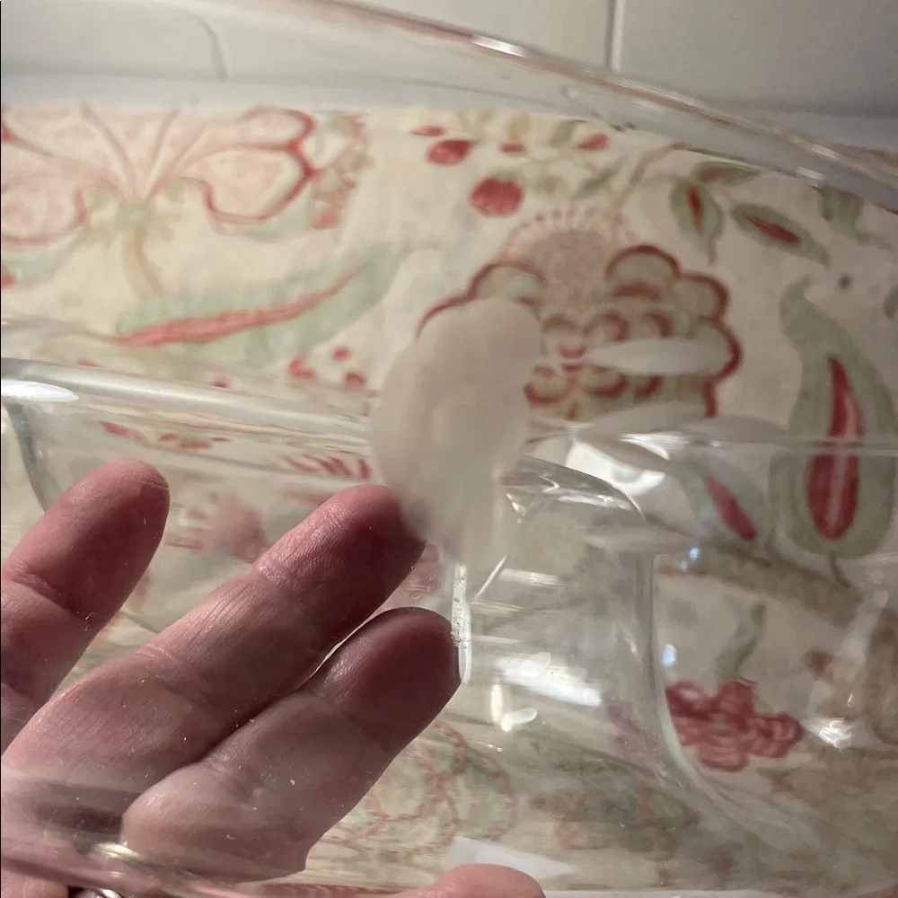 Princess House Heritage Clear Glass Etched Floral Serving Chip & Dip Large Bowl
